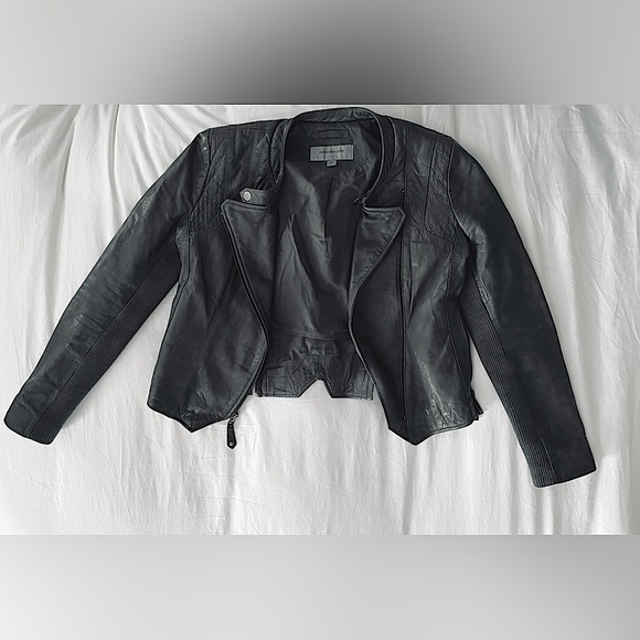 Andrew Marc Genuine Leather Moto Jacket in Grey (M) - Picture 2 of 6
